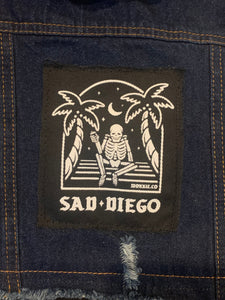 Sad Diego Skull Logo Pet Denim Hoodie