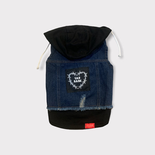 Sad Babe Pet Denim Hoodie