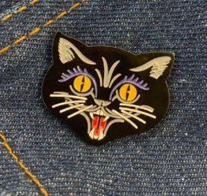 Spooky Black Cat Pin