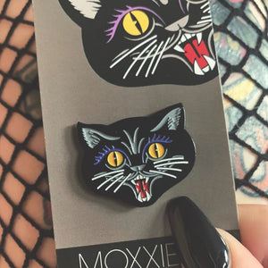 Spooky Black Cat Pin